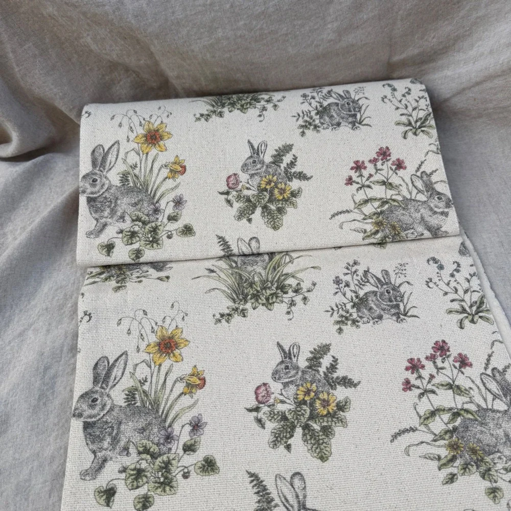 The Farmhouse Rachel Ashwell Table Runner Bunny Rabbit Floral Easter Spring 72